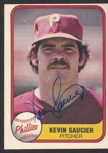Fleer #24 1981 Kevin Saucier autografiado - Philadelphia Phillies - Imagen 1 de 2