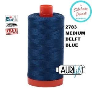 Aurifil 50wt, 2783 Medium Delft Blue, 100% Cotton Thread. Egyptian Cotton. 1300M - Picture 1 of 11