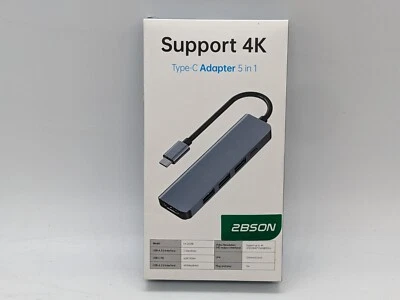 2BSON USB-C hub adapter 5-in-1 with PD 100W HDMI 4K 3.0 2.0 docking dock for PC - Image 1 of 4