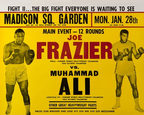 1974 Boxing MUHAMMAD ALI vs JOE FRAZIER Glossy 8x10 Photo Title Fight II Poster Cover