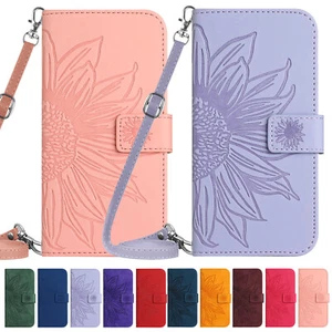 For Motorola G Stylus 5G/Power/Play/Edge Crossbody Strap Magnetic Wallet Case - Picture 1 of 20