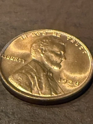 Centavo Lincoln Wheat 1938 P centavo rojo-BU "Moneda real en la foto" Foto 1 de 4