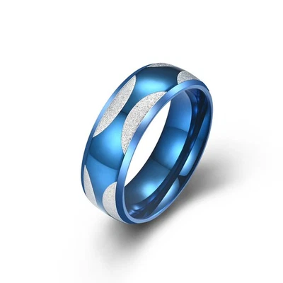 Anillo de carburo de tungsteno azul con incrustación de plata - Alianza de boda de ajuste cómodo para hombre Foto 1 de 3