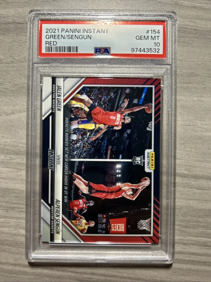2021 Panini Instant Red Alperen Sengun Jalen Green Rookie RC SP #/99 PSA 10 - Image 1 of 2