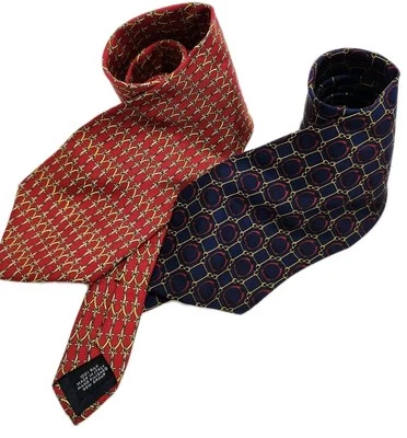 Lote de 2 corbatas Paolo Gucci para hombre 100 % seda estampado de mordida de caballo azul ovalado clásico  Foto 1 de 4