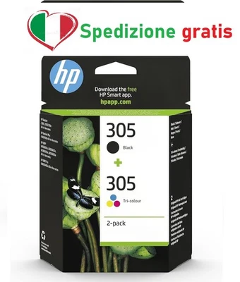 HP 305 Nero e Tricromia, 6ZD17AE, Confezione da 2 Cartucce Originali - Immagine 1 di 4