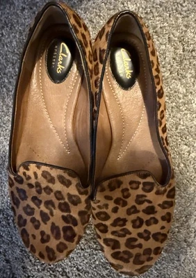 Clarks Collection Artisan леопардовый принт плоскостях икры меха мокасины размер 8,5 обувь - Изображение 1 из 4