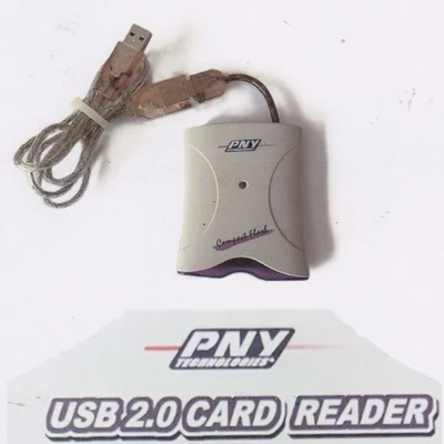 PNY Technologies Flash Microdrive Reader USB 2.0 Compact Model PCFUSB2PB w/cable - Image 1 of 3