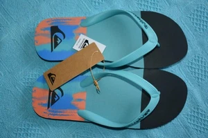 New Quality QUIKSILVER Surf Thongs MOLOKAI STRIPE 25. Mens Size 14. Blue-Melon - Bild 1 von 1