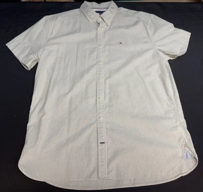 Camisa TOMMY HILFIGER Manga Corta Oxford Verde Rayas Abotonada Para Hombre 2XL Foto 1 de 4