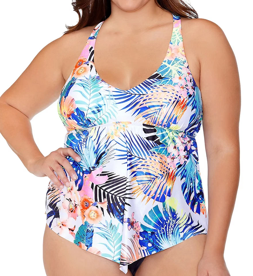 Camiseta de natación Raisins Curve G840521 talla grande Haleiwa Trinidad Tankini (Whitehaven Foto 1 de 1