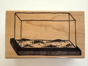 Happy Stamper - GLASS AQUARIUM - Wood Mounted Rubber Stamp - Picture 1 of 4