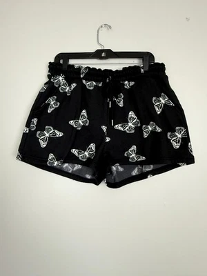 Pantalones Cortos Celebrity Rosa Para Mujer Blanco y Negro Mariposa Polar Talla 3XL Bolsillos Foto 1 de 4