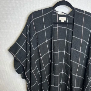 Poncho para mujer LOFT Outlet kimono a cuadros negro frente abierto talla única - Imagen 1 de 6