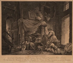 CHATELAIN (*1710) nach ROBERT (*1733), Die italienische Köchin, Rad. Barock - Bild 1 von 5