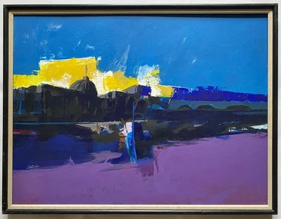 Pintura al óleo vintage años 60 70 modernismo expresionismo escena italiana firmada Cascio Foto 1 de 4