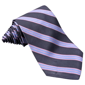 Brooks Brothers Repp Tie 58.5" Silk Necktie Stain Resistant Pink Black Navy - Picture 1 of 8