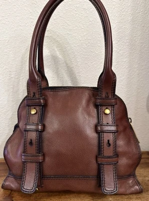 Bolso Cartera Vintage Fossil Fifty Four Cuero Doble Asa Marrón Oscuro! Foto 1 de 4