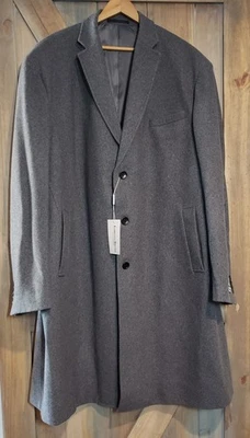 NWT Lorenzo Bruno 56L Medium Grey Wool Blend Single Breasted OverCoat Business   - Image 1 of 4