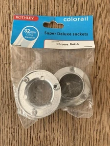 Socket Set (for Towel And Shower Curtain Rails) - 32mm - Chrome Finish - Picture 1 of 2