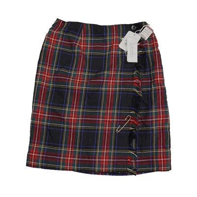 复古 Rafaella 羊毛裹身裙女式 8 红色黑色皇家斯图尔特格子学院风新品 — 第 1/4 张图片