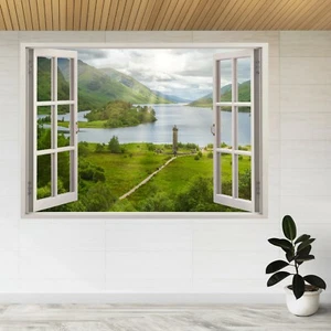 Calcomanía de póster de póster Glenfinnan Monument Escocia 3d vista de ventana A68 - Imagen 1 de 2