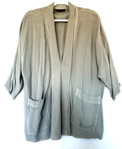 HAMPSTEAD BAZAAR Jacket 16/18 Dove Grey Cotton Pockets Kimono Style Edge to Edge - Picture 1 of 22