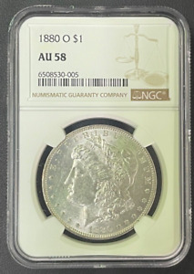 1880 O Morgan Silver Dollar NGC AU-58, Nice Eye Appeal, Semi-Key Date Coin