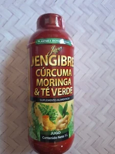 Jugo de Jengibre - Curcuma - Moringa y Te Verde / 100% Natural 1 litro - Picture 1 of 3