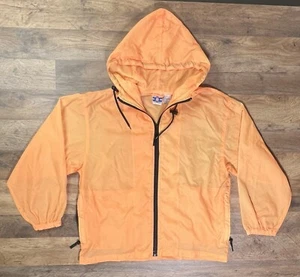 Chaqueta cortavientos vintage años 80 90 para hombre pequeña de nailon ligera naranja neón. - Imagen 1 de 8