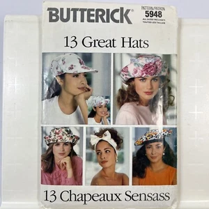 Sombreros de verano Butterick 5948 talla todo patrón de costura vintage - Imagen 1 de 7