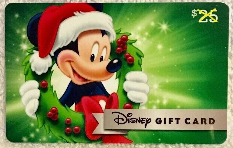 Disney WDW Mickey Mouse Christmas Santa Hat Wreath Holly Holidays 2023 Gift Card - Image 1 of 1