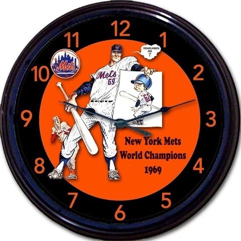 NY Mets 1969 World Series Yearbook Wall Clock Shea Stadium Baseball Citi Park Cover