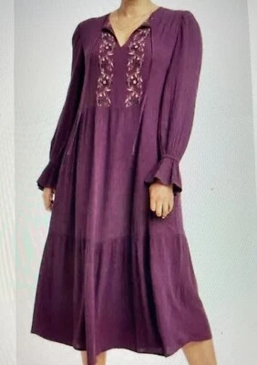 NEW Knox Rose peasant midi dress womens sz 3X purple embroidered tiered floral - Image 1 of 4