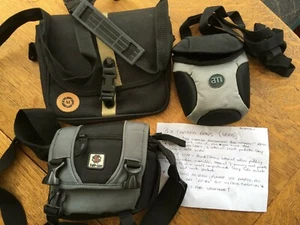3 x Compact Camera Cases Universal Soft Bags Pouch + Straps Black / other *READ* - Picture 1 of 10