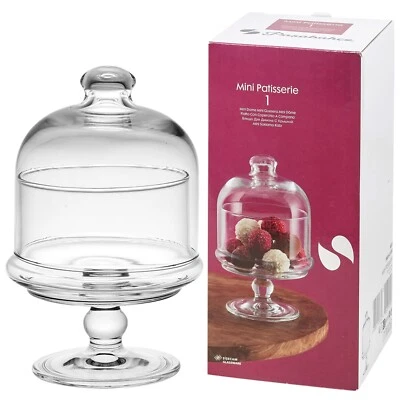 PASABAHCE Glass Footed Serving Bowl Dish with Dome Punch Desserts Cakes Dishwasher Safe