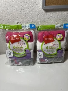 NEW Hanes Pre Shrunk 6 Pack Girl's Size 14 Panties Multi Color Briefs Tagless - Picture 1 of 2
