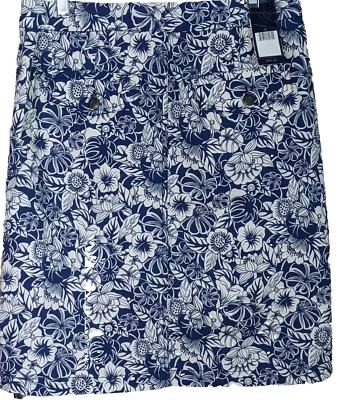 Falda Ann Klein Mujer Talla 6 Azul Floral Elastizada Carrera Cottagecore Oficina Nueva con Etiquetas Foto 1 de 4