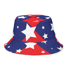 Stars USA Flag Pattern Diamond Chessboard All-Over Print Reversible Bucket Hat