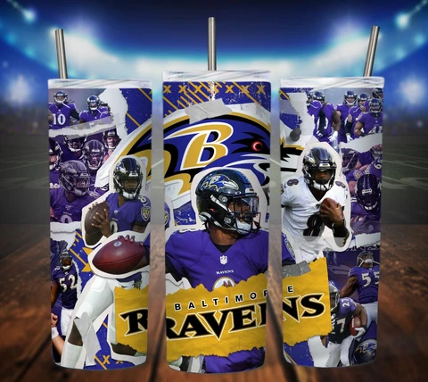 20oz Baltimore Ravens NFL tumbler with box, lid and straw Cover
