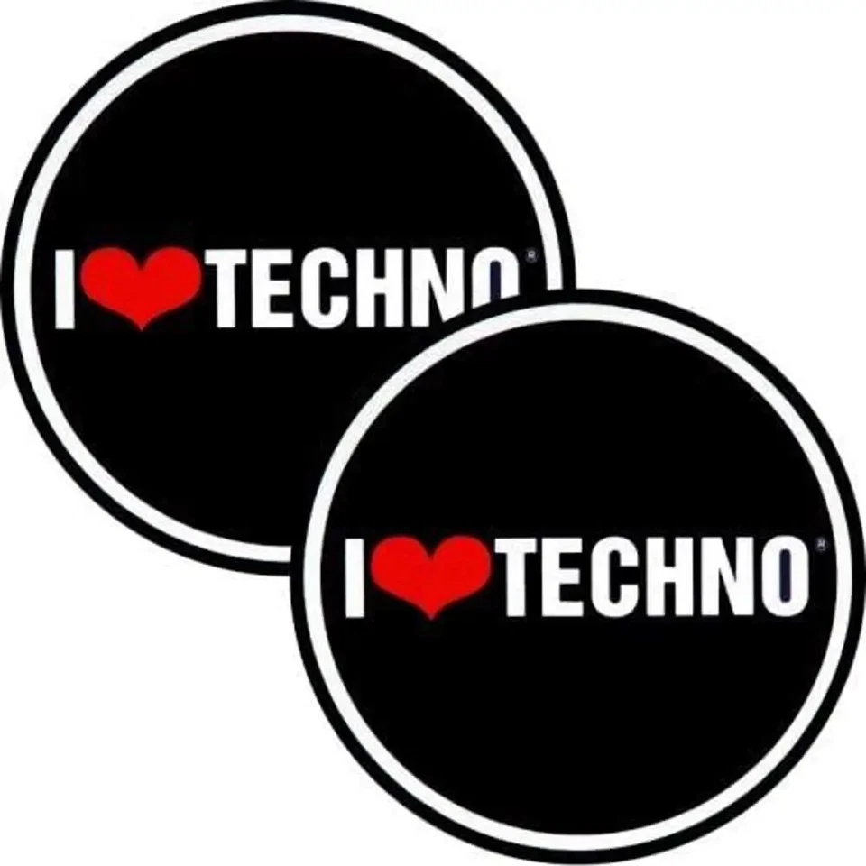 SLIPMAT-FACTORY I LOVE TECHNO panni sotto-disco per giradischi dj scratch NUOVI