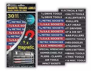 Nuove etichette Jumbo Magnetic Economy Toolbox per cassette portautensili, scatole e portaoggetti - Foto 1 di 7