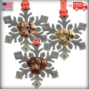 Adornos de árbol de Navidad con copo de nieve alemán de pelo de alambre para perro peltre, hechos en EE. UU. - Imagen 1 de 5