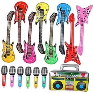 15 Pcs Inflatable Rock Star Toy Set Include Blow up Guitars, Inflatable - Picture 1 of 8