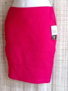Stoosh Women's Stretch Pull On Pencil Bodycon Mini Skirt Elastic Waist Fuchsia S - Picture 1 of 7