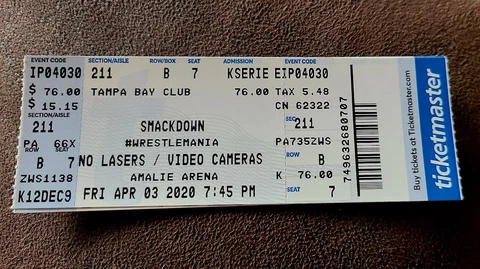 WWE SMACKDOWN wrestling ticket stub 2020 Wrestlemania 36 | Pandemic Cancelled Cover