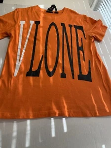 VLONE Women’s Orange T-Shirt Medium Black/White Letters. - Picture 1 of 10
