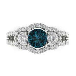 2.16 tcw Round Cut Vintage Engagement Ring, 14K White Gold Topaz Bridal Gift - Picture 1 of 15