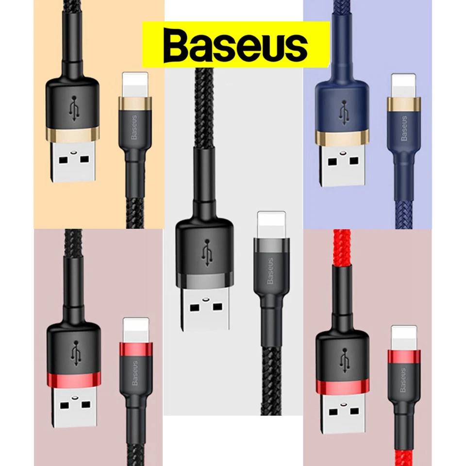 Charging Cable Baseus Cafule Data Sync USB 2.4A For iPhone 13 12 11 X Gold Black - image 1 of 1