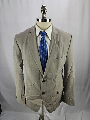 Chaqueta Blazer DKNY Para Hombre Beige Mezcla Algodón Rayas 38R Foto 1 de 4
